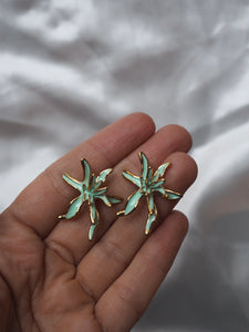 Pendientes flor esmaltada - Edición limitada - Acero dorado 316L bano oro 18k