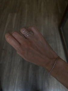 Pulsera oval bola - Acero plateado 316L baño plata rodiada