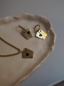 Collar As de corazones negros - Acero dorado 316L baño oro 18k
