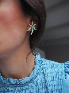 Pendientes flor esmaltada - Edición limitada - Acero dorado 316L bano oro 18k