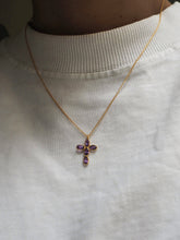 Cargar imagen en el visor de la galería, Collar cruz amatista - Plata 925 Baño oro 18K