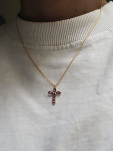 Collar cruz amatista - Plata 925 Baño oro 18K