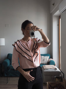 Blusa volantes rosa algodón