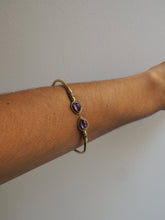 Cargar imagen en el visor de la galería, Pulsera amatista - Latón baño oro 18k - Original India