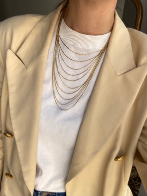Collar Jerez multicadena - Acero dorado 304L baño oro 14k