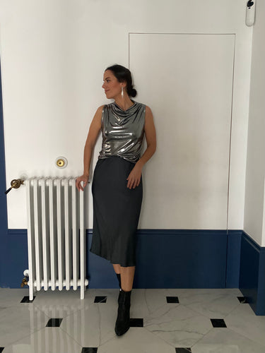 Falda satinada gris - Talla única