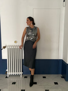 Falda satinada gris - Talla única