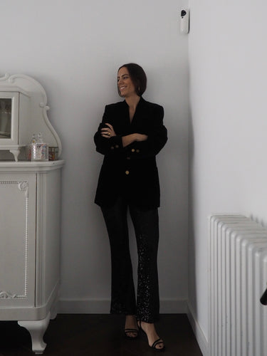 Pantalón paillettes negro