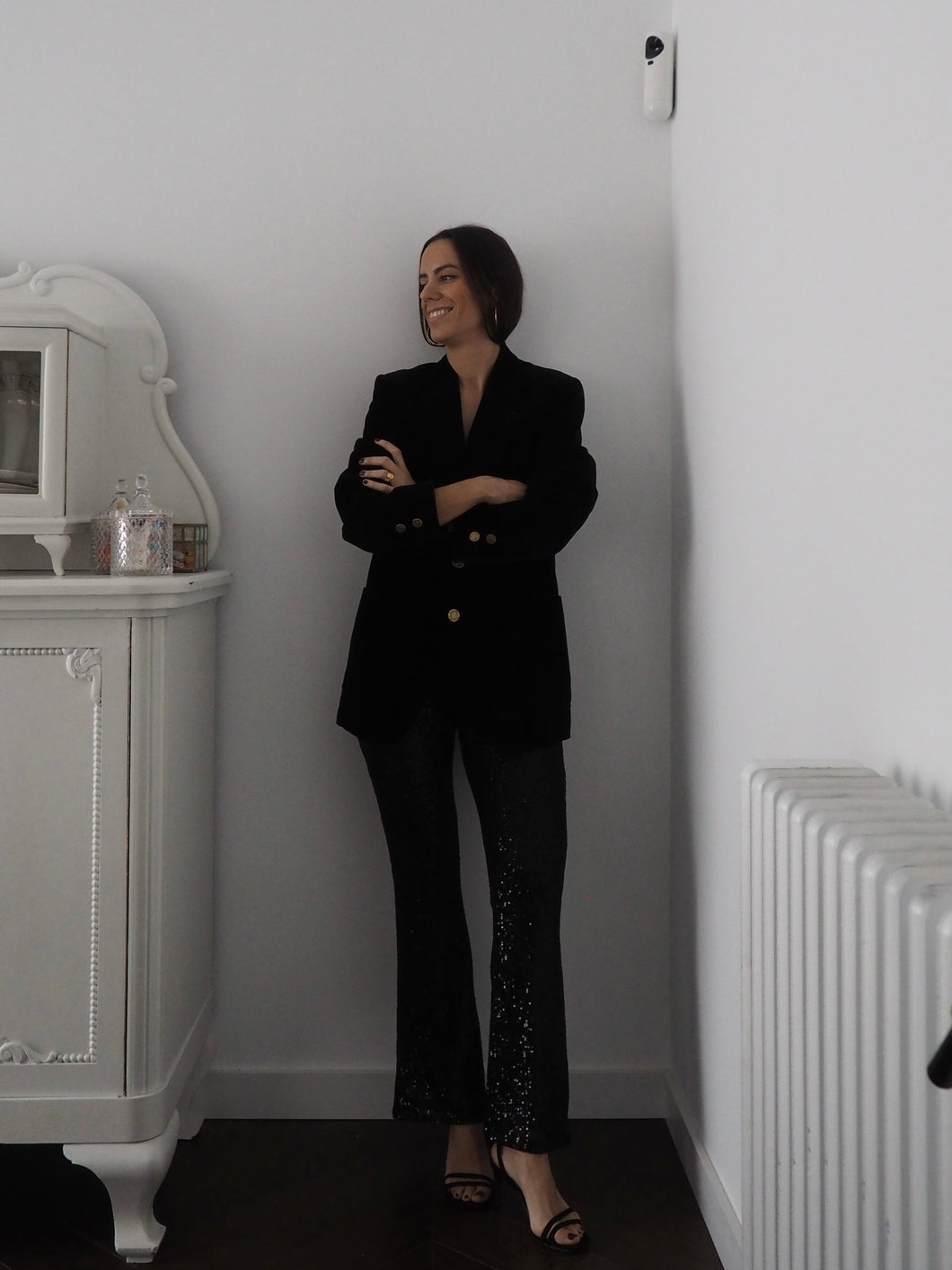 Pantalón paillettes negro