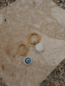 Pendiente aro 15mm ojo turco 🧿 - Acero dorado 316L baño oro 18K - par 22€ unidad 11,50€
