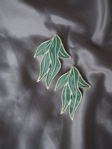 Pendientes flor turquesa - Edición limitada - Latón baño oro mate