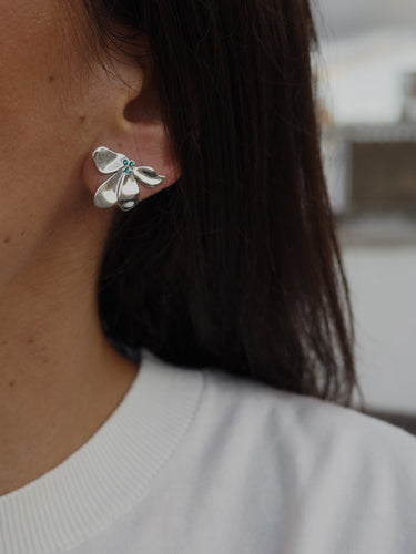 Pendientes Lilou circonita azul· Acero 316L baño plata rodiada