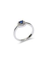 Cargar imagen en el visor de la galería, Anillo zafiro - Latón baño plata rodiada - Talla 14, 17 y 19