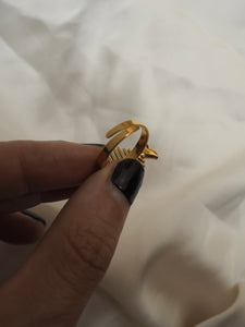 Anillo Oeiras - Acero 316L baño oro 18k - Talla adaptable de 14 a 19