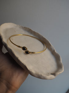 Brazalete ónyx - Latón baño oro 18k