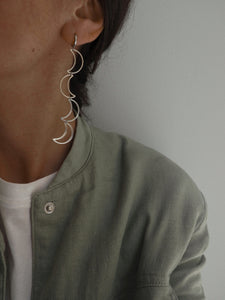 Pendientes aros lunas -  Acero plateado 304L baño rodio