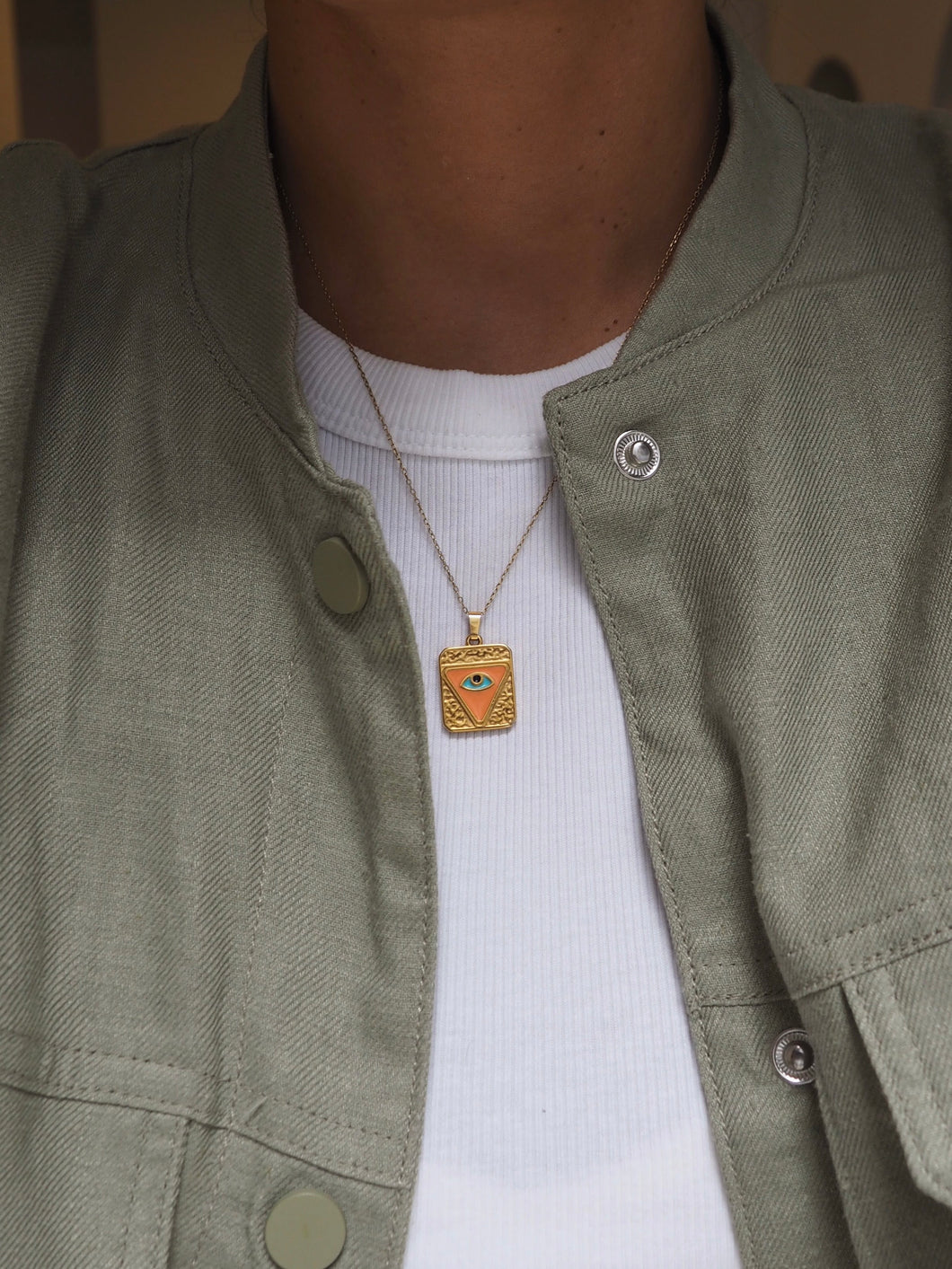 Collar ZAGORA - Charm latón baño oro 18k y cadena Plata 925 baño oro 18K