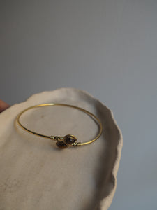 Brazalete ojo de tigre - Latón baño oro 18k