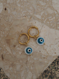 Pendiente aro 15mm ojo turco 🧿 - Acero dorado 316L baño oro 18K - par 22€ unidad 11,50€