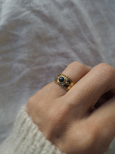 Anillo Lapislázuli - Acero dorado 316L baño oro 18K - Talla 12 y 14