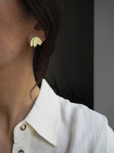 Pendientes Heiwa 平和 flor loto - Latón baño oro 18k