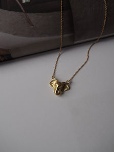 Collar Heiwa 平和 elefante • Cadena plata baño oro 18k + elefante latón baño oro 18k