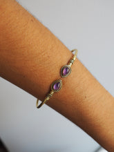 Cargar imagen en el visor de la galería, Pulsera amatista - Latón baño oro 18k - Original India