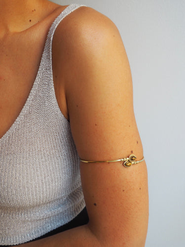 Brazalete ojo de tigre - Latón baño oro 18k