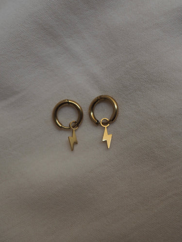 Pendiente aro 12mm rayo - Acero dorado 316L baño oro 18K - par 22€ unidad 11,50€