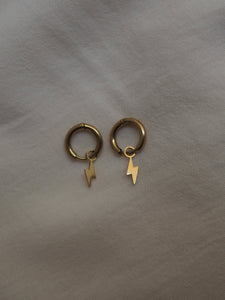 Pendiente aro 12mm rayo - Acero dorado 316L baño oro 18K - par 22€ unidad 11,50€