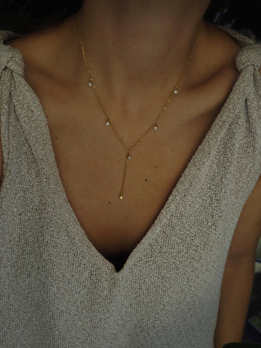Collar Jerez circonitas - Acero dorado 304L baño oro 14k