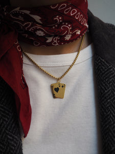 Collar As de corazones negros - Acero dorado 316L baño oro 18k