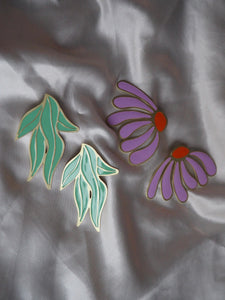 Pendientes flor turquesa - Edición limitada - Latón baño oro mate
