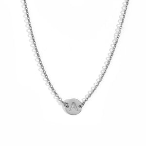 Collar letra - Acero plateado 316L baño plata rodiada - Elige tu letra