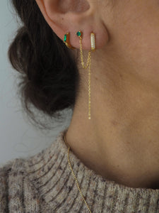 Pendiente cadena circonita verde - Plata 925 baño oro 18k - par 25€ unidad 13€