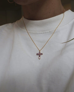 Collar cruz amatista - Plata 925 Baño oro 18K