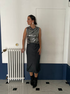 Falda satinada gris - Talla única