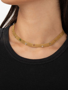 Collar cadena Bismarck minerales • Acero plateado 316L baño plata rodiada
