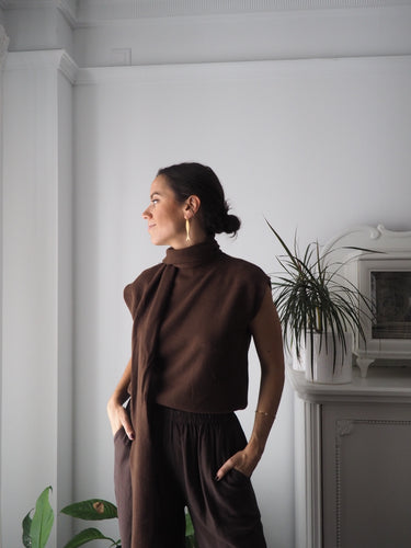 Jersey sin mangas + bufanda (se pueden usar por separado) - marrón