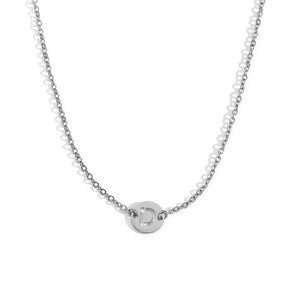 Collar letra - Acero plateado 316L baño plata rodiada - Elige tu letra