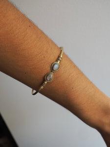 Pulsera piedra luna - Latón baño oro 18k - Original India
