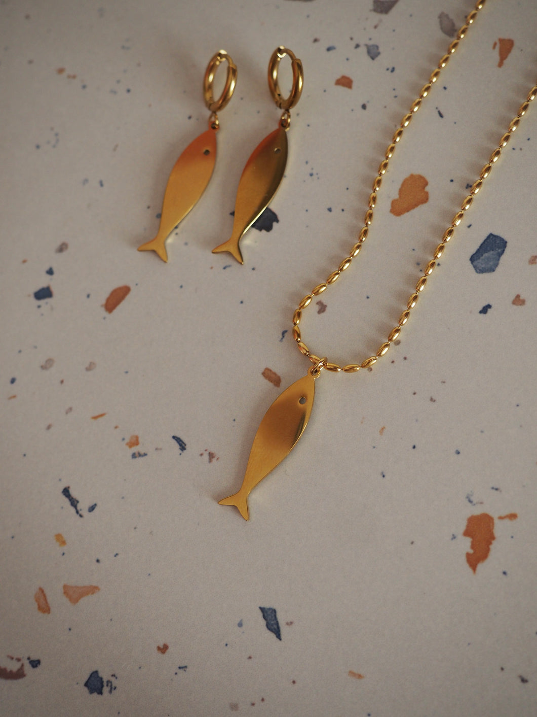 Pack: collar + pendientes Vilamoura - Acero dorado 316L baño oro 18k
