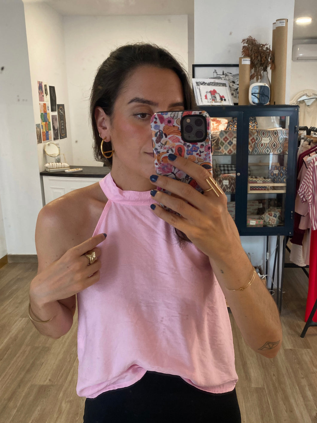 Top halter rosa