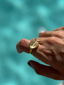 Anillo Oeiras - Acero 316L baño oro 18k - Talla adaptable de 14 a 19