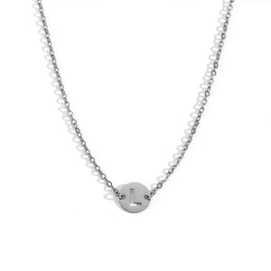 Collar letra - Acero plateado 316L baño plata rodiada - Elige tu letra