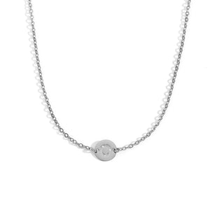 Collar letra - Acero plateado 316L baño plata rodiada - Elige tu letra