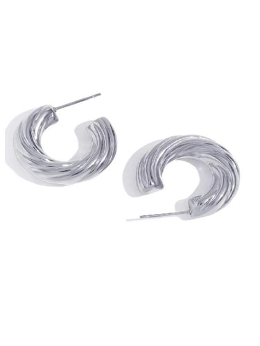 Pendientes aros trenzado 25 mm · Acero plateado 316L baño plata rodiada