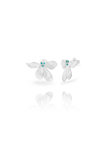 Pendientes Lilou circonita azul· Acero 316L baño plata rodiada