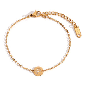 Pulsera letra - Acero dorado 316L baño oro 18k - Elige tu letra