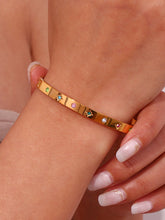 Cargar imagen en el visor de la galería, Pulsera esclava circonitas colores - Acero dorado 316L baño oro 18K